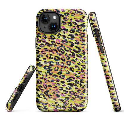 Tough Case for iPhone®- Zebra and Leopard Print Yellow with Orange