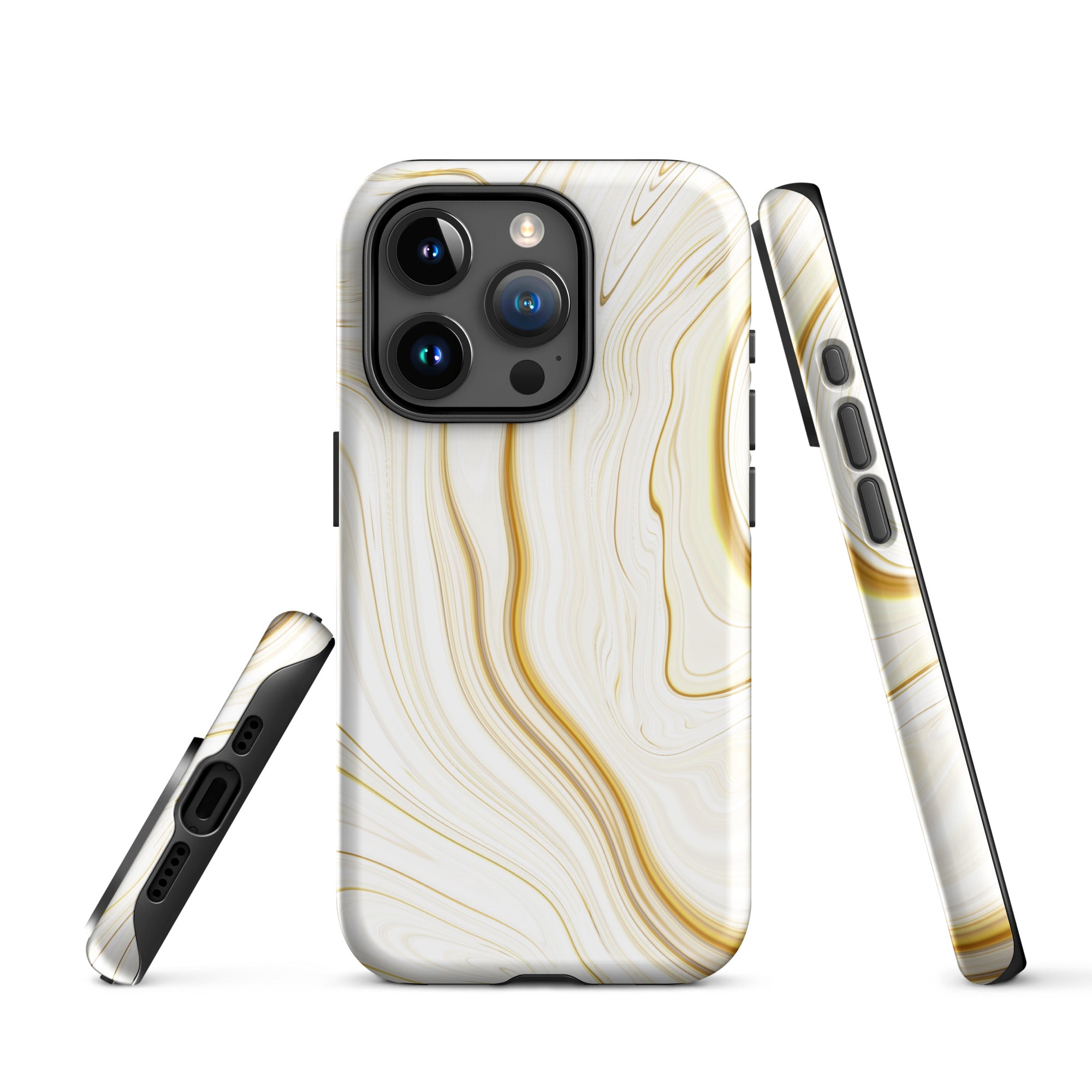 Tough Case for iPhone®- Liquid Gold Marble White