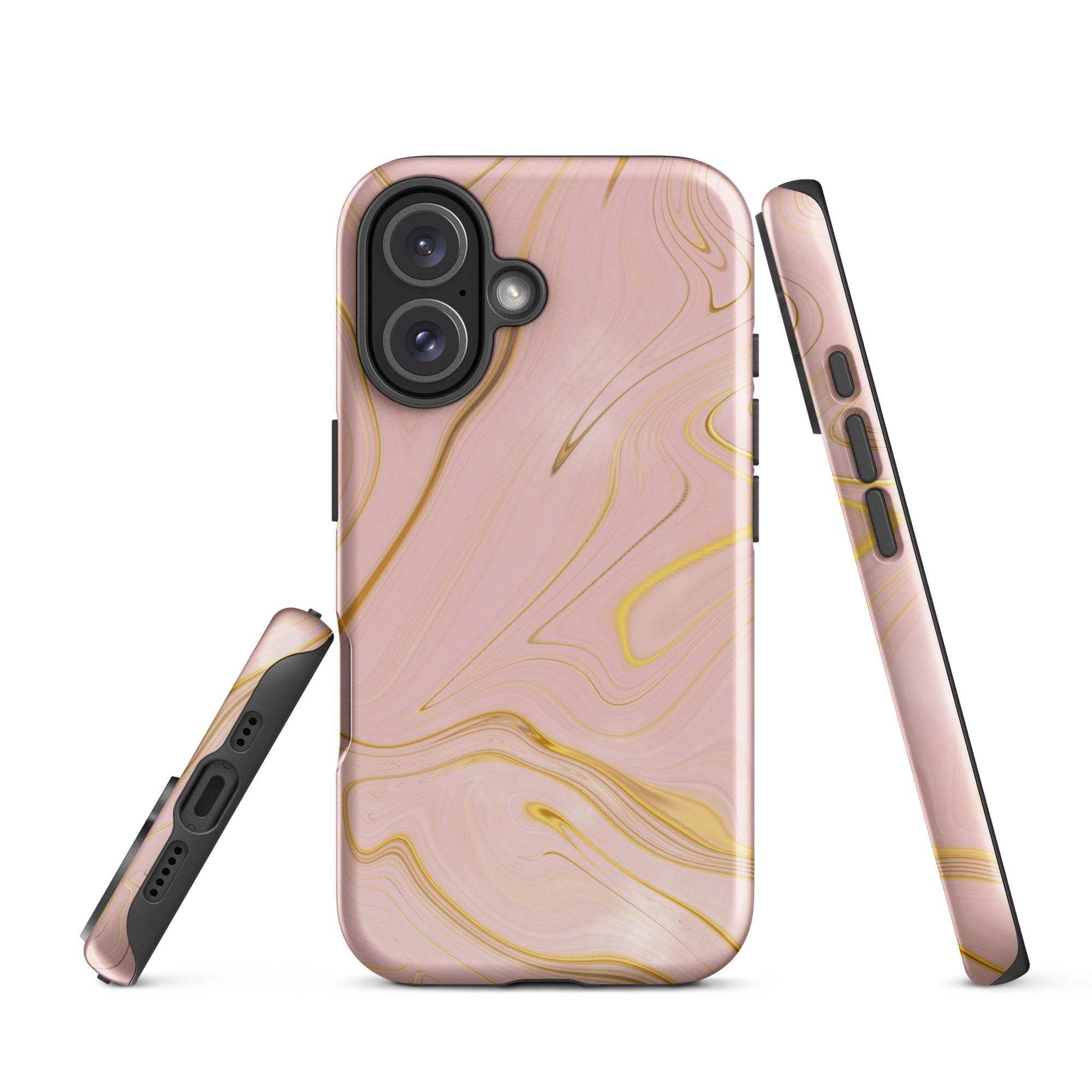 Tough Case for iPhone®- Liquid Gold Marble Pink