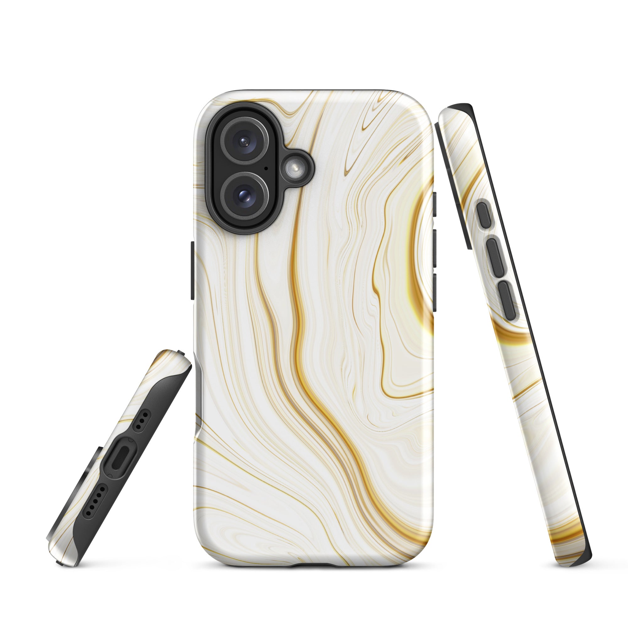 Tough Case for iPhone®- Liquid Gold Marble White