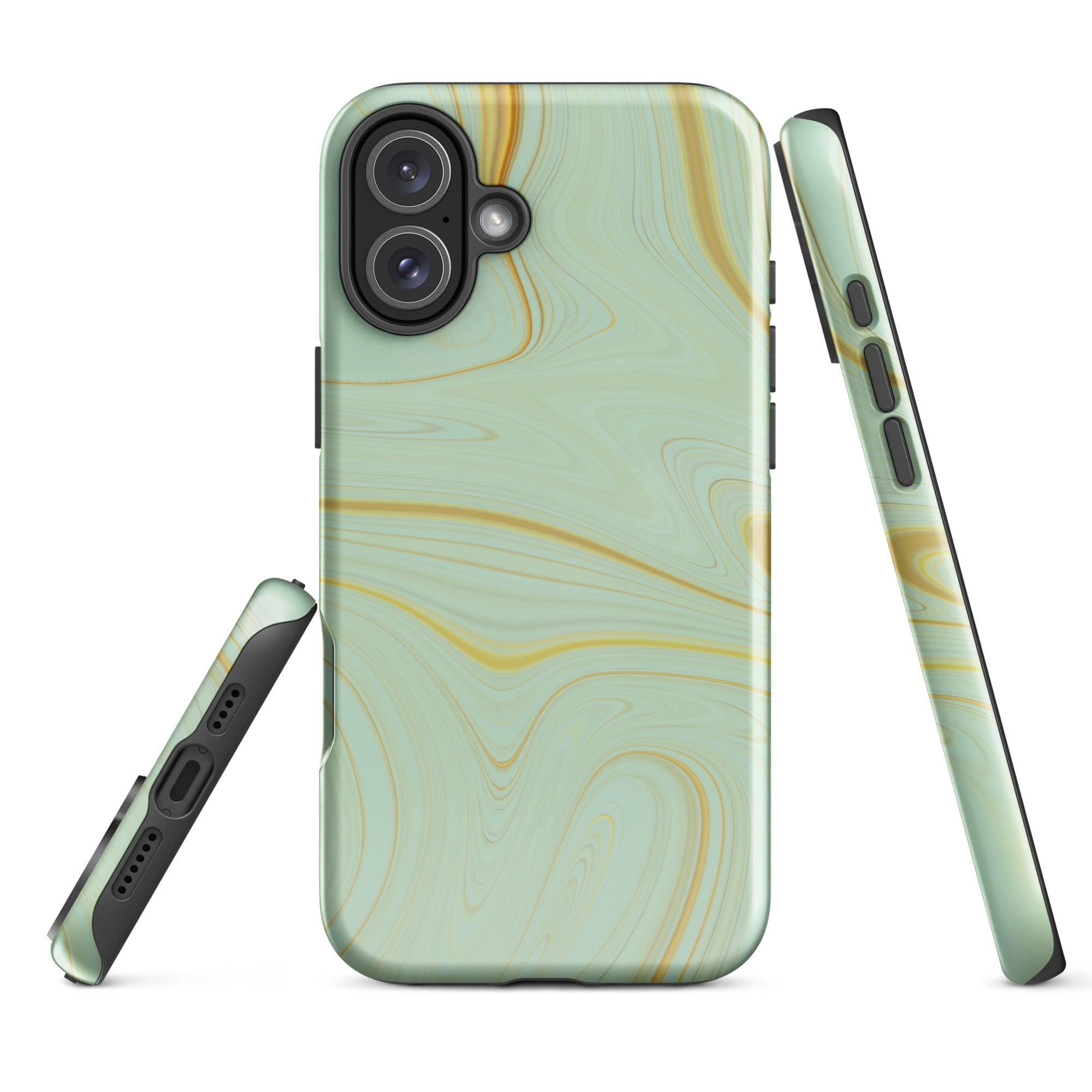 Tough Case for iPhone®- Liquid Gold Marble Green