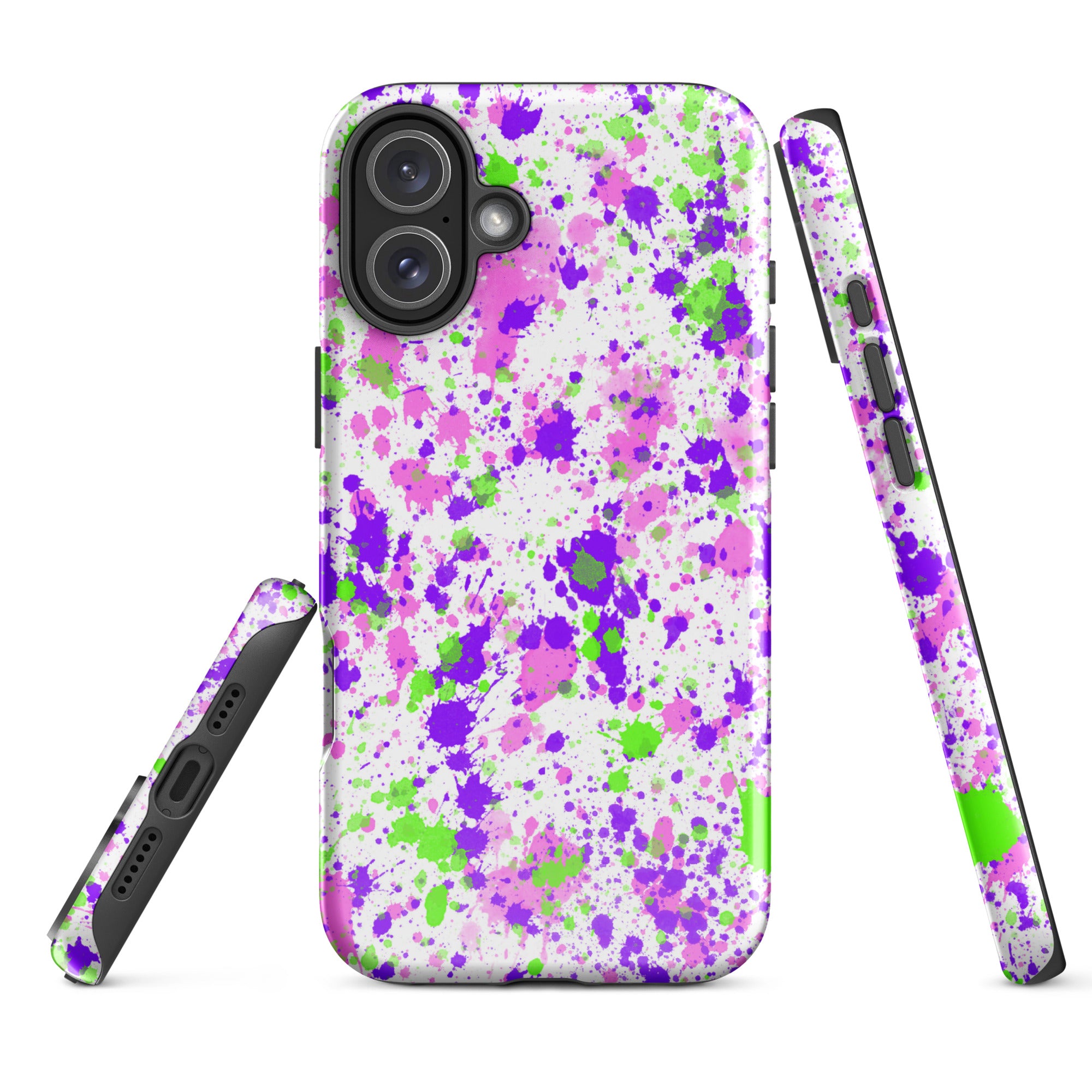 Tough Case for iPhone®- Paint Splatter Purple