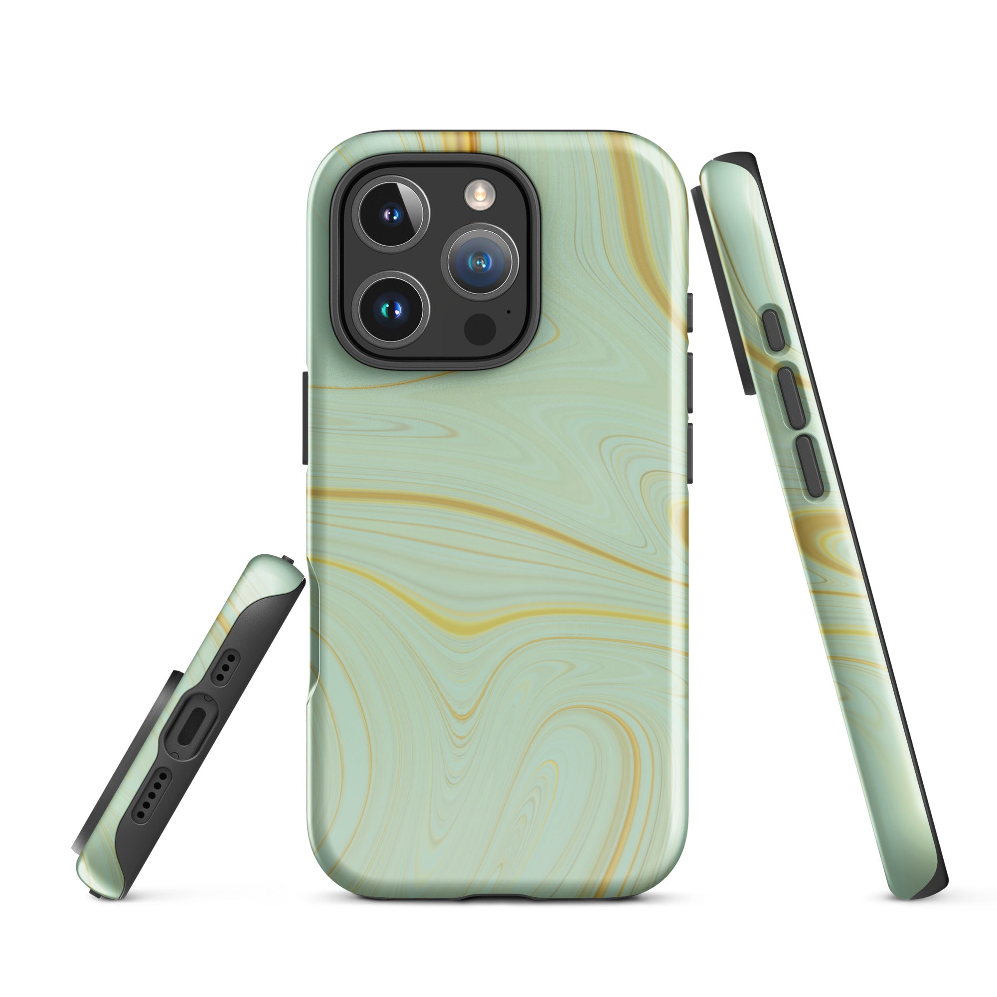 Tough Case for iPhone®- Liquid Gold Marble Green