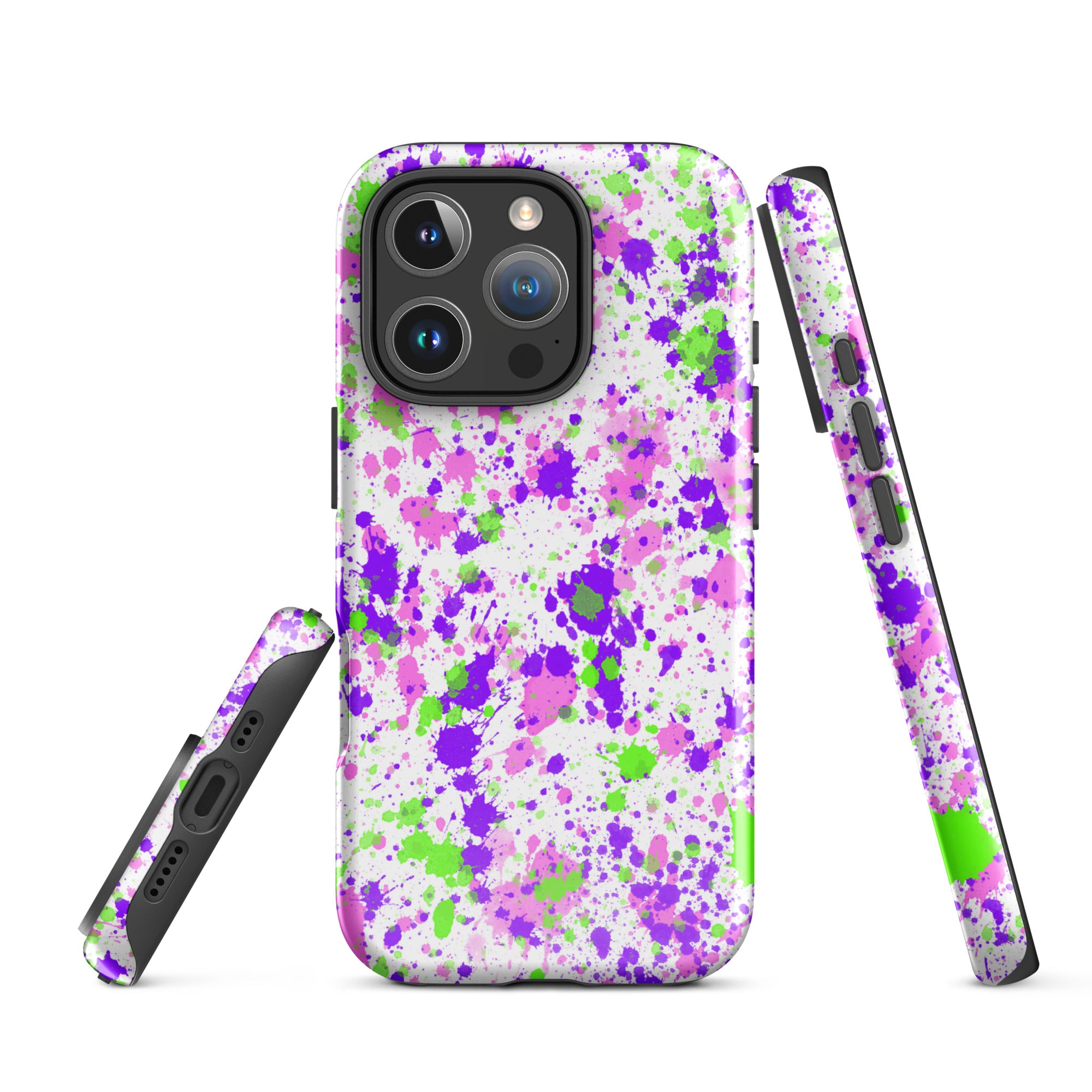 Tough Case for iPhone®- Paint Splatter Purple