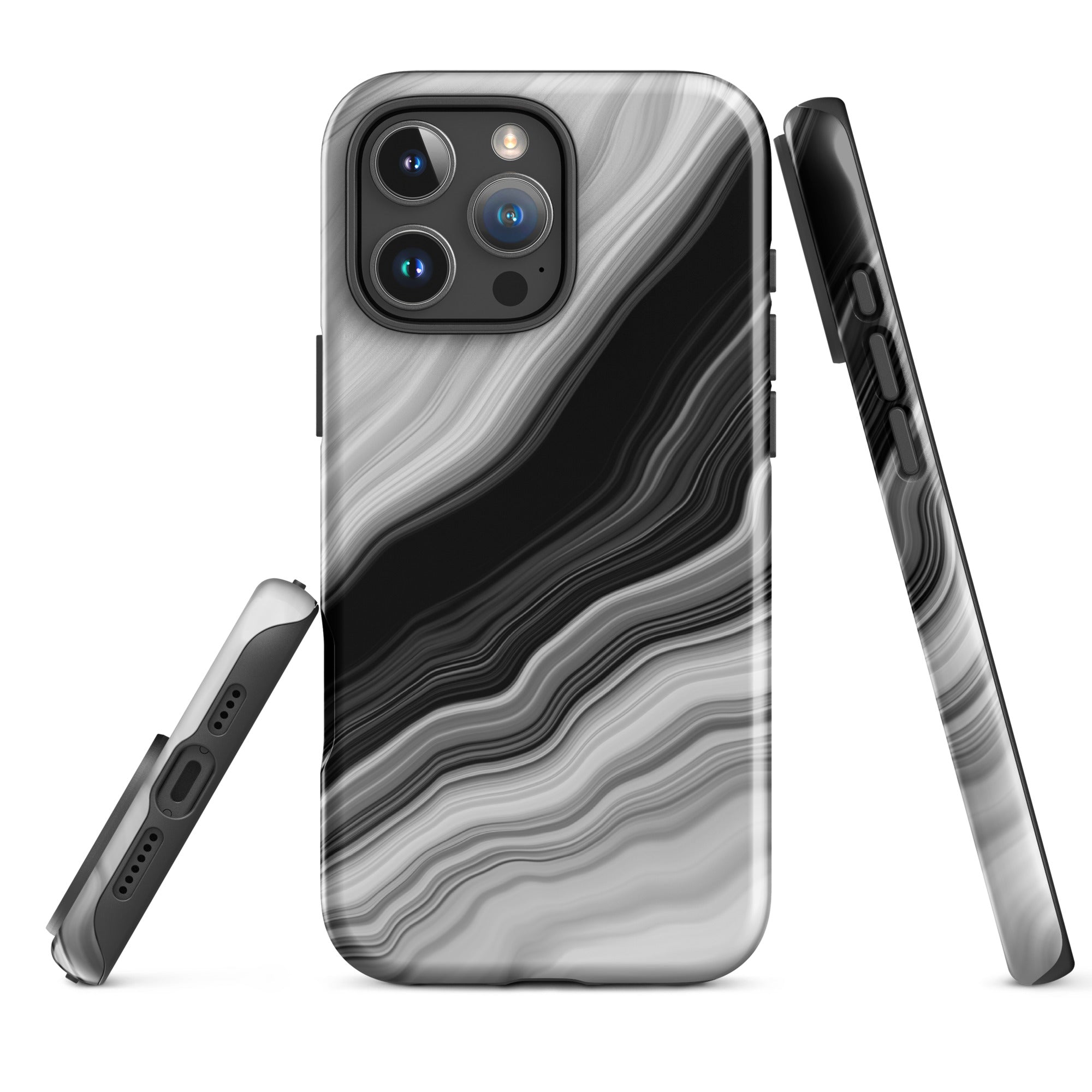 Tough Case for iPhone®- Liquid Marble Black