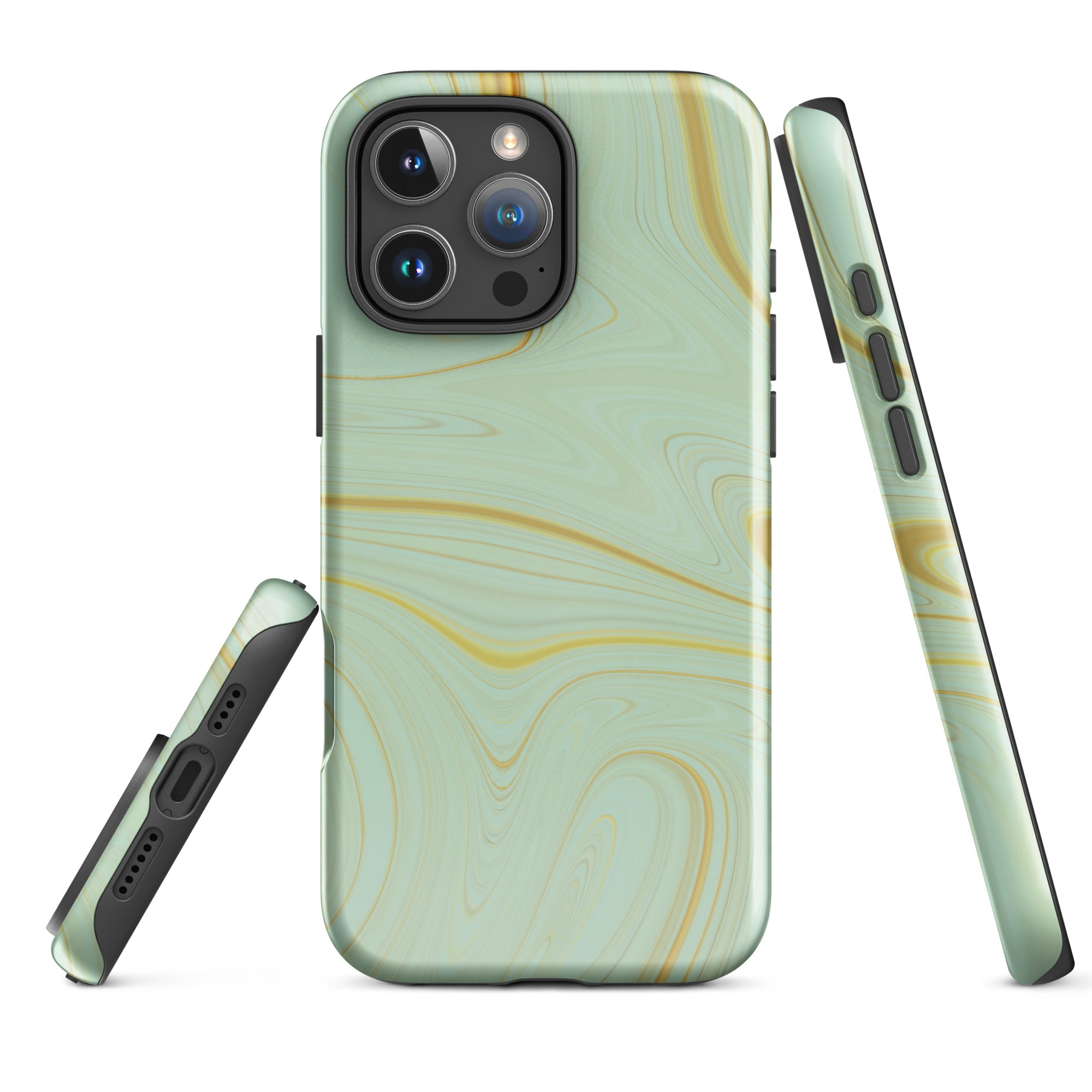 Tough Case for iPhone®- Liquid Gold Marble Green