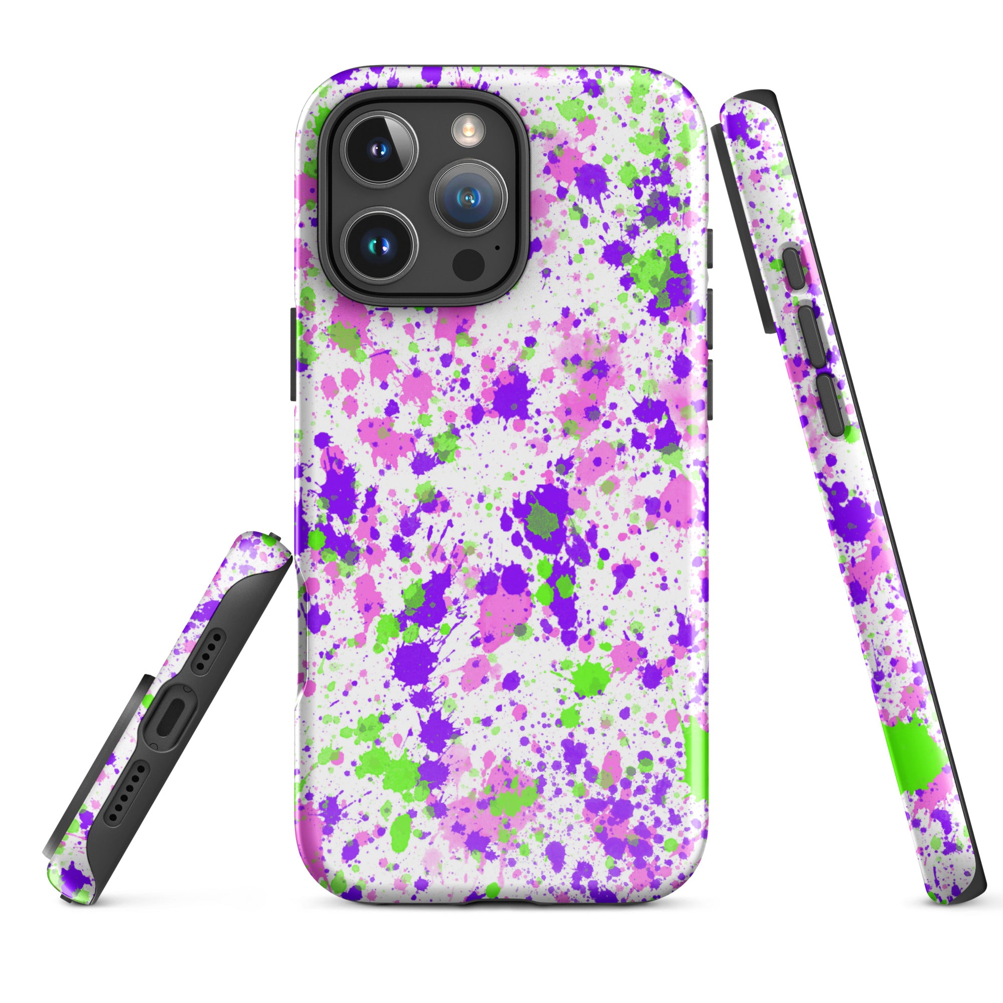 Tough Case for iPhone®- Paint Splatter Purple