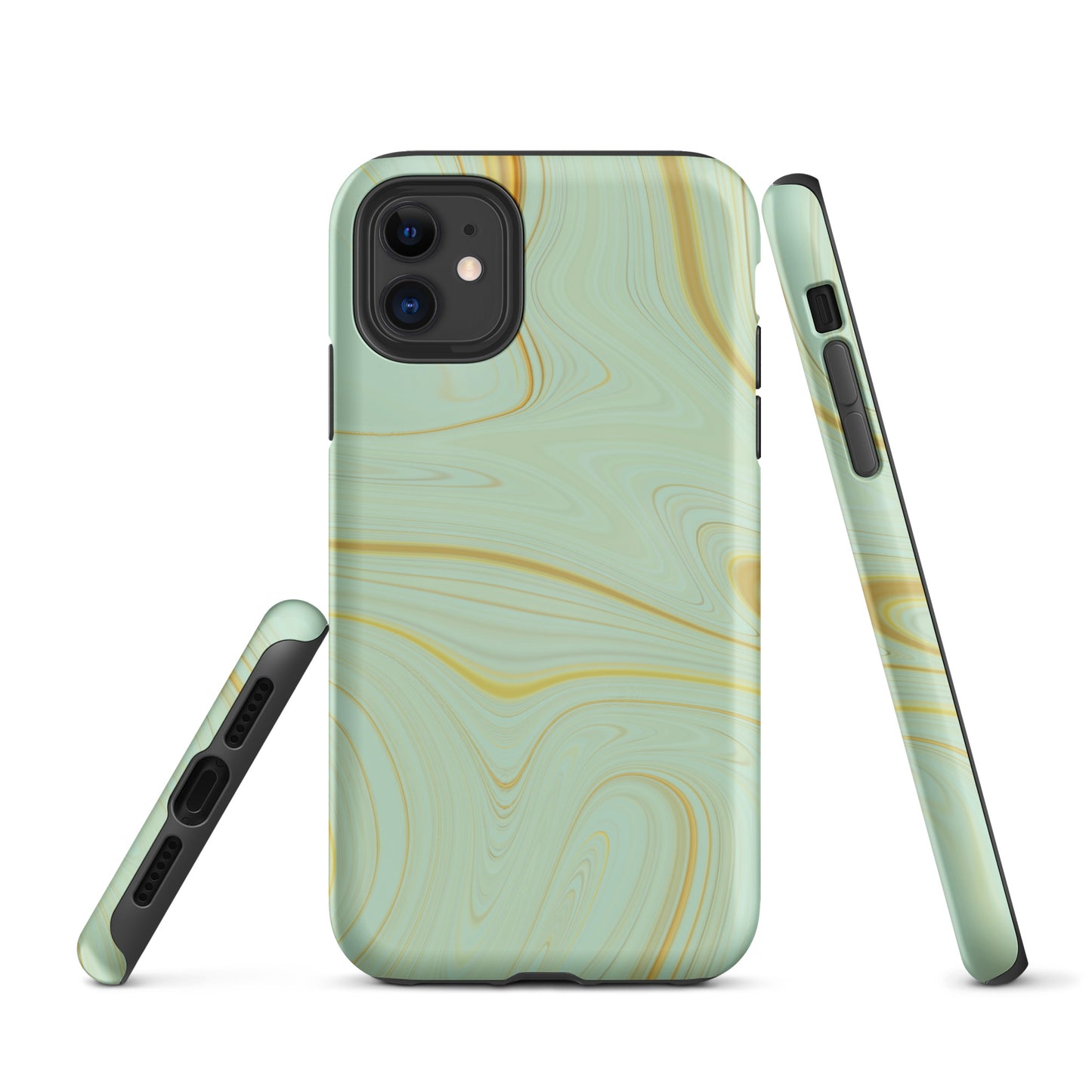 Tough Case for iPhone®- Liquid Gold Marble Green