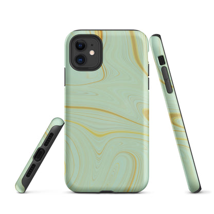 Tough Case for iPhone®- Liquid Gold Marble Green