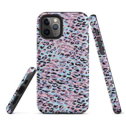 Tough Case for iPhone®- Zebra and Leopard Print Pink with Cyan