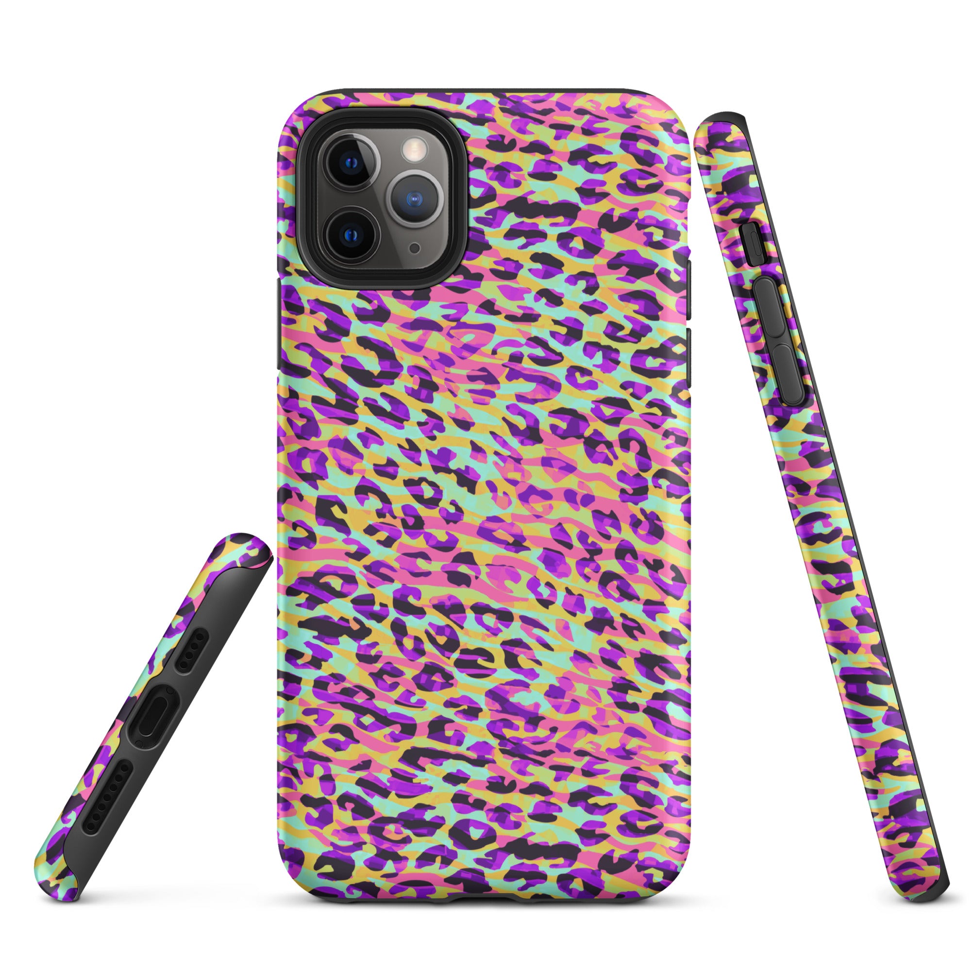 Tough Case for iPhone®- Zebra and Leopard Print Pink with Yellow