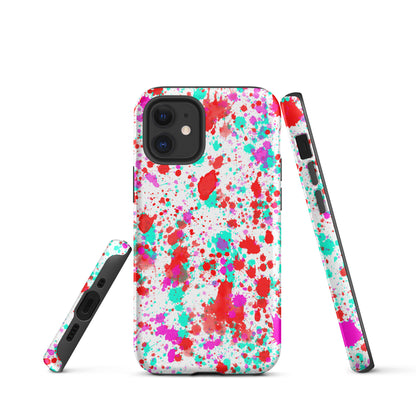 Tough Case for iPhone®- Paint Splatter Red with Cyan
