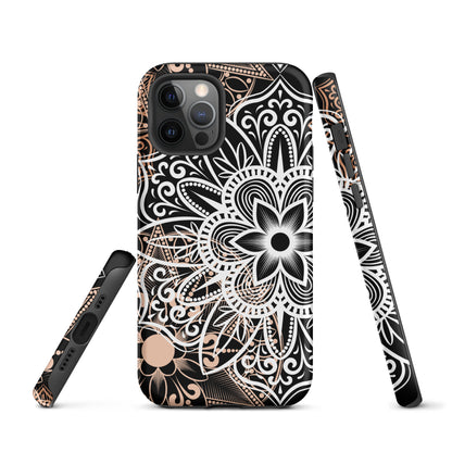 Tough Case for iPhone®- Brown and Black Mandala
