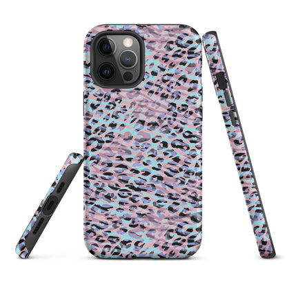 Tough Case for iPhone®- Zebra and Leopard Print Pink with Cyan