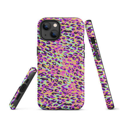 Tough Case for iPhone®- Zebra and Leopard Print Pink with Yellow