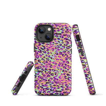 Tough Case for iPhone®- Zebra and Leopard Print Pink with Yellow