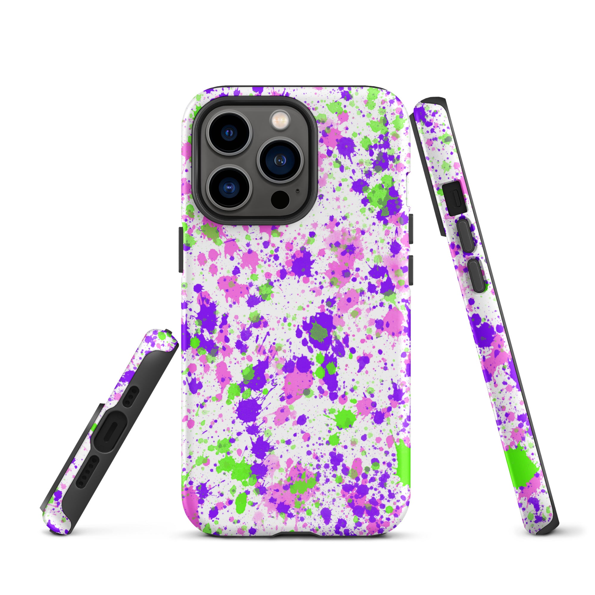 Tough Case for iPhone®- Paint Splatter Purple