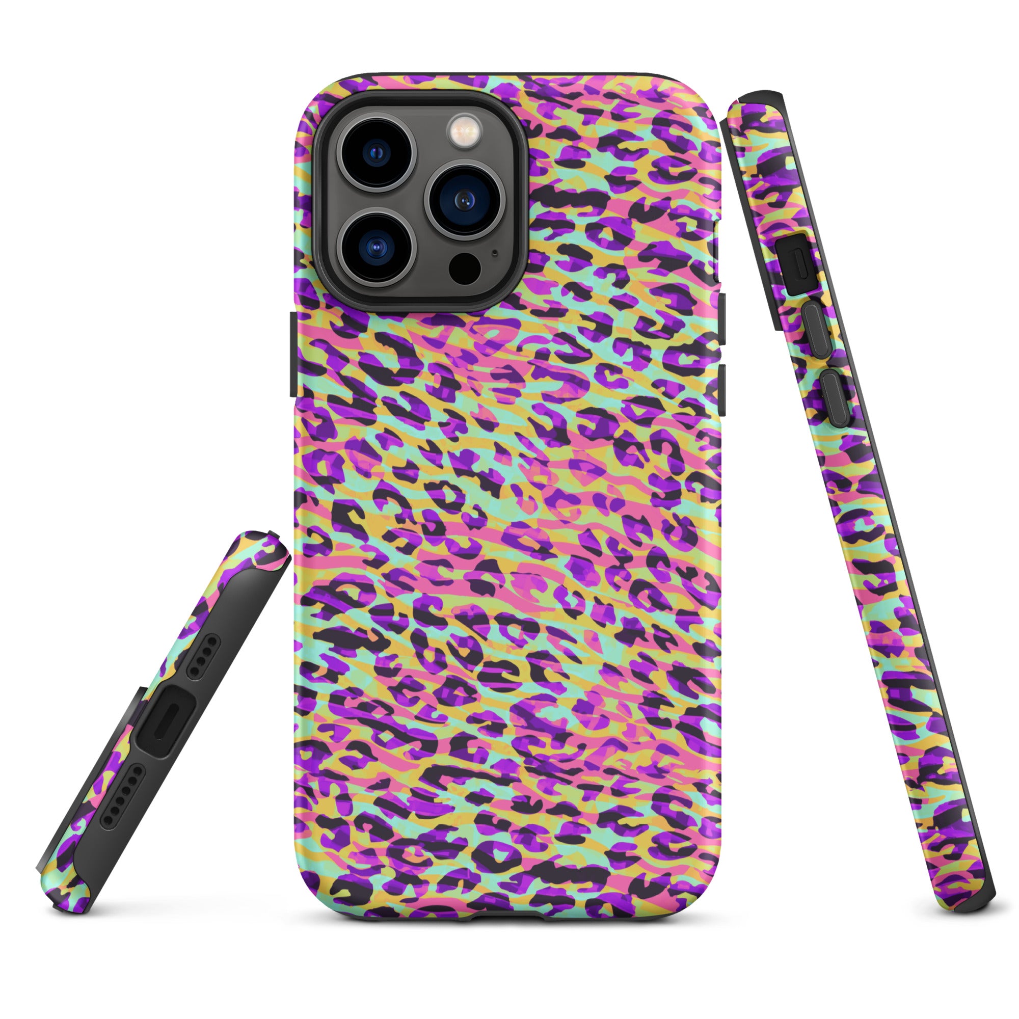 Tough Case for iPhone®- Zebra and Leopard Print Pink with Yellow