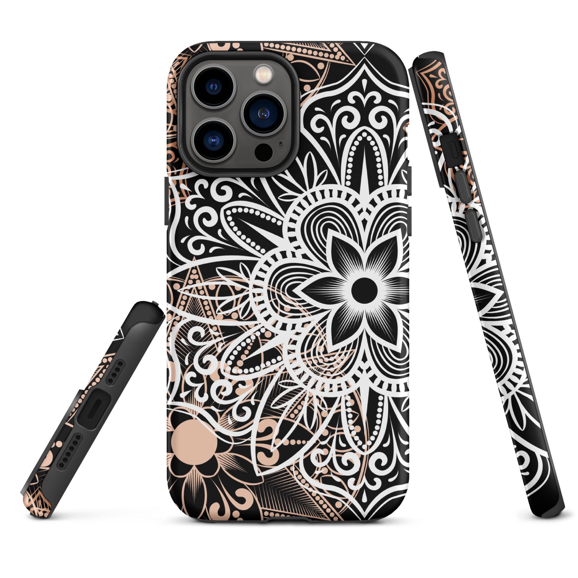 Tough Case for iPhone®- Brown and Black Mandala