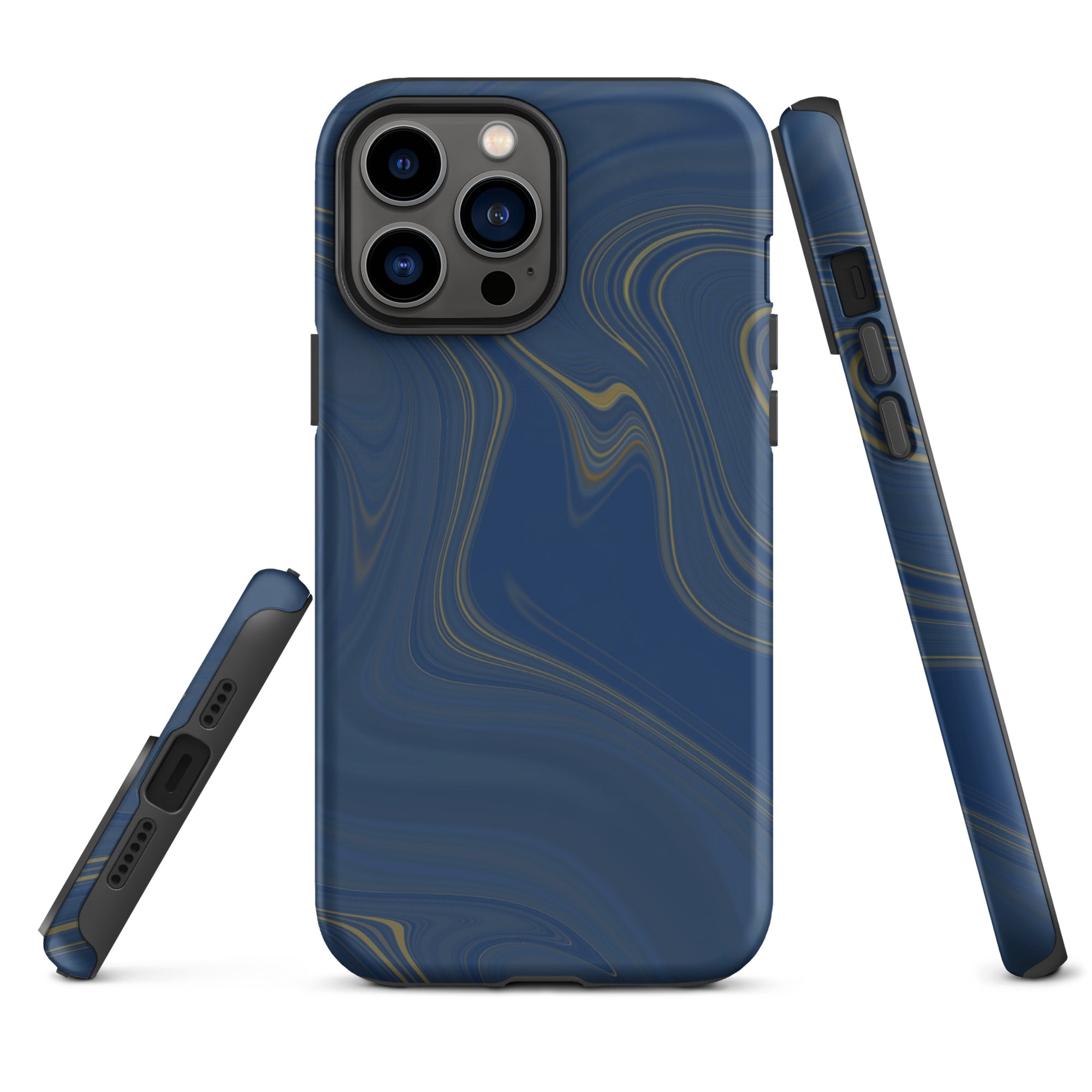Tough Case for iPhone®- Liquid Gold Marble Blue