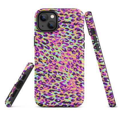 Tough Case for iPhone®- Zebra and Leopard Print Pink with Yellow