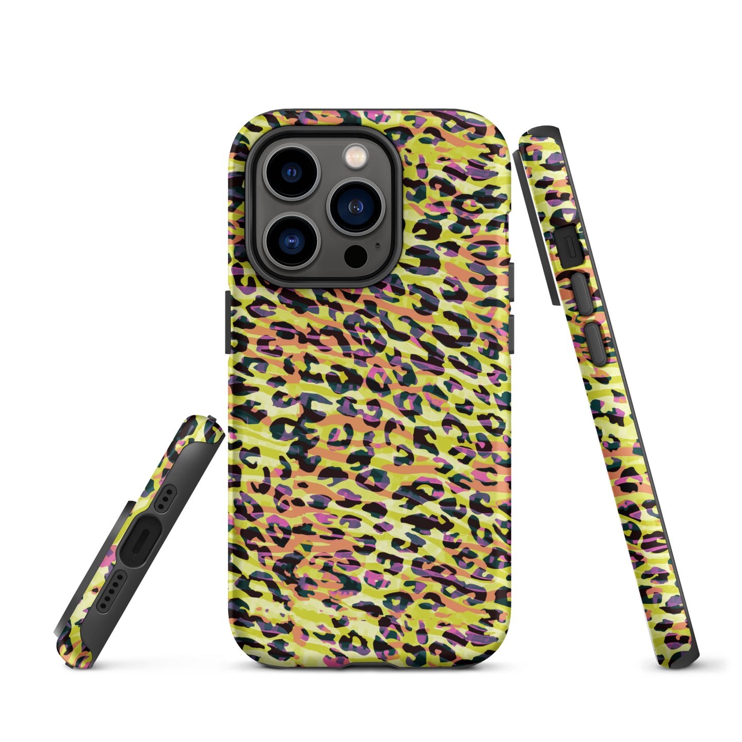 Tough Case for iPhone®- Zebra and Leopard Print Yellow with Orange
