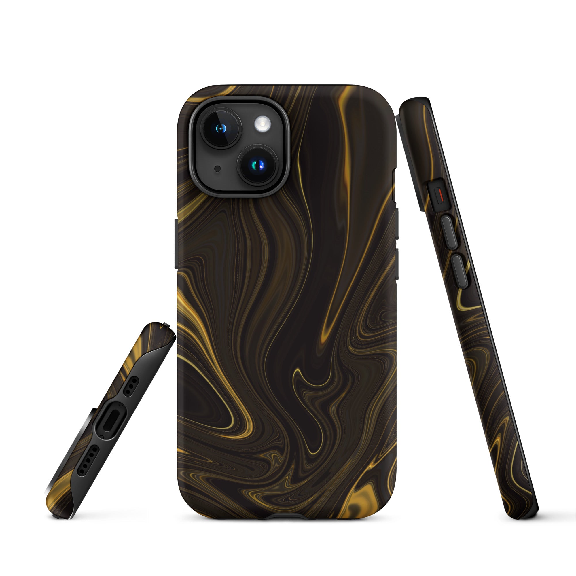 Tough Case for iPhone®- Liquid Gold Marble Black