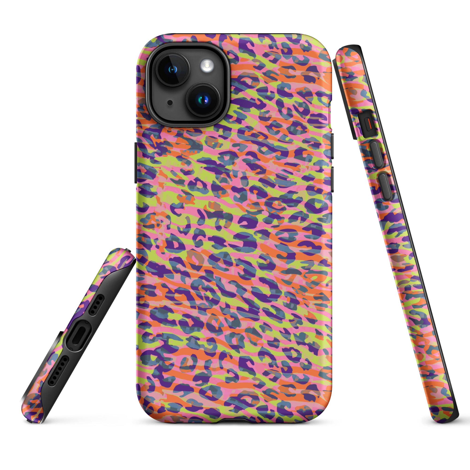 Tough Case for iPhone®- Zebra and Leopard Print Orange with Yellow