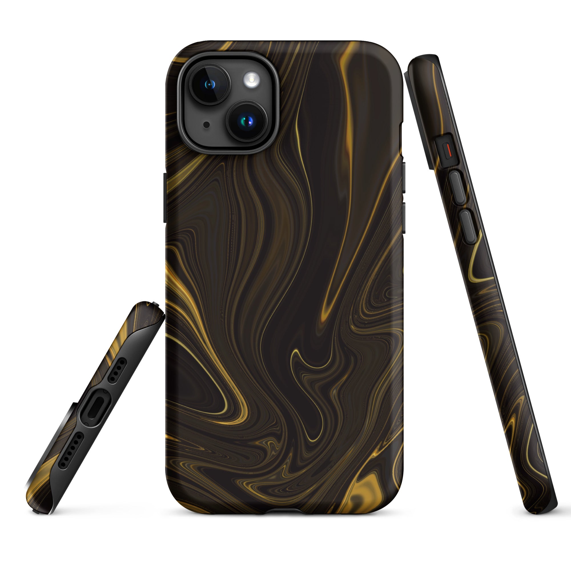 Tough Case for iPhone®- Liquid Gold Marble Black