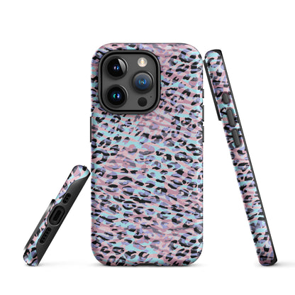 Tough Case for iPhone®- Zebra and Leopard Print Pink with Cyan