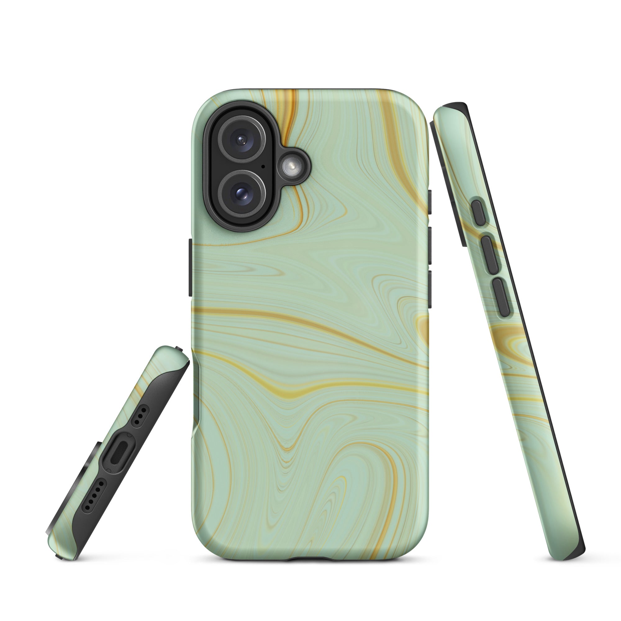 Tough Case for iPhone®- Liquid Gold Marble Green