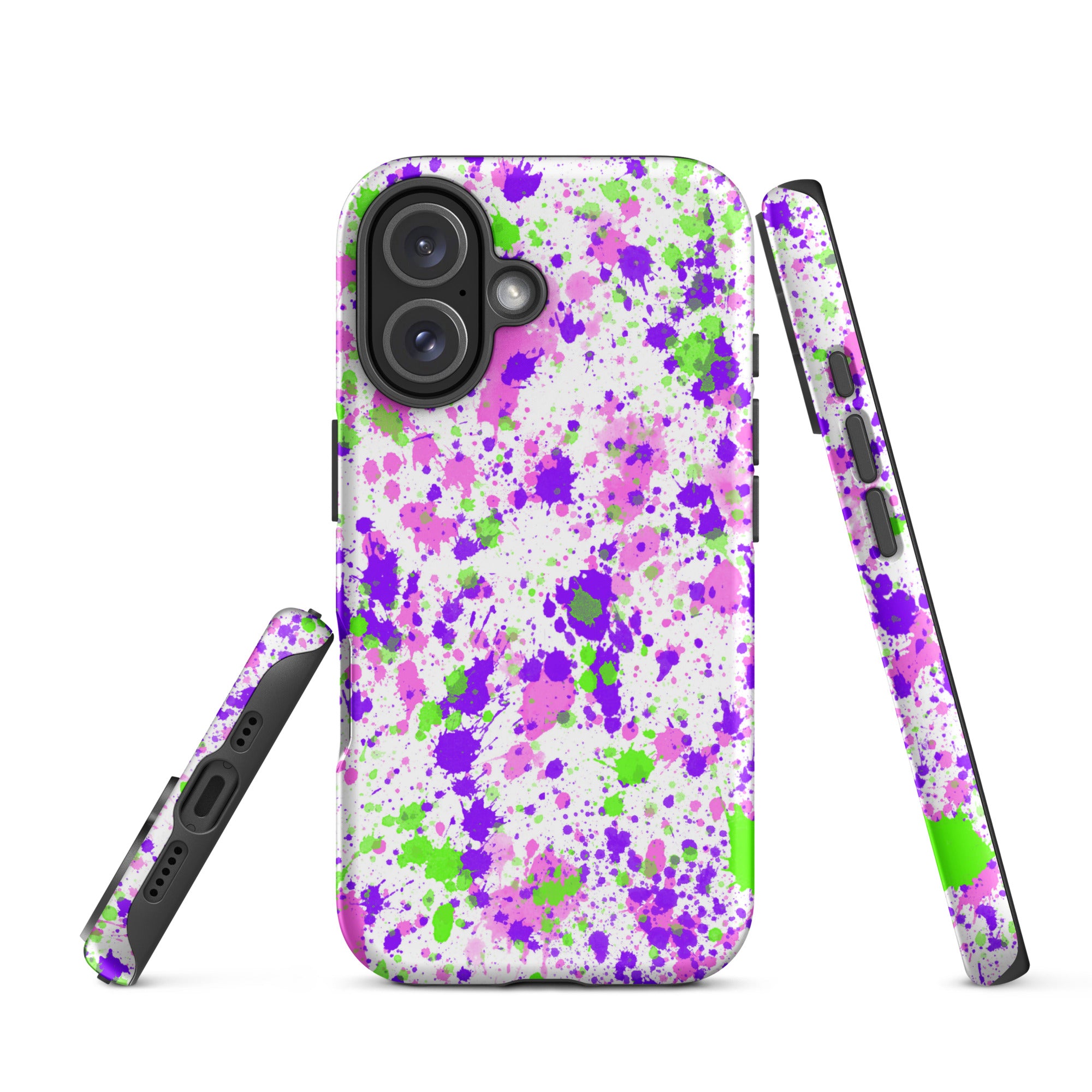 Tough Case for iPhone®- Paint Splatter Purple