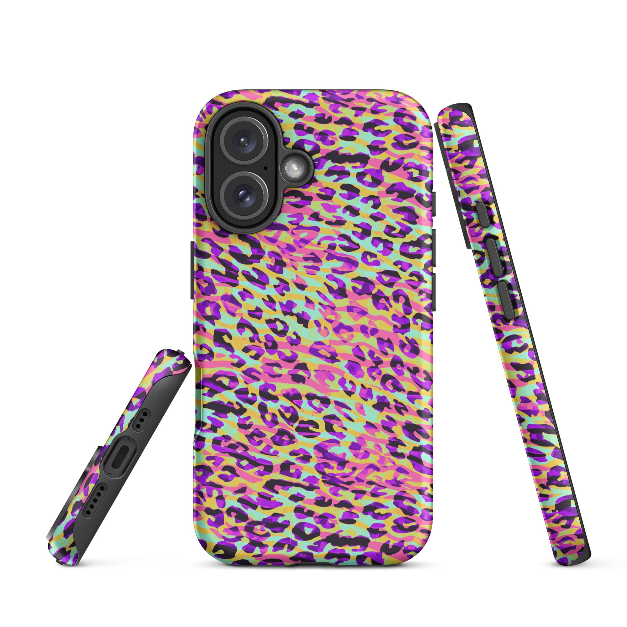 Tough Case for iPhone®- Zebra and Leopard Print Pink with Yellow