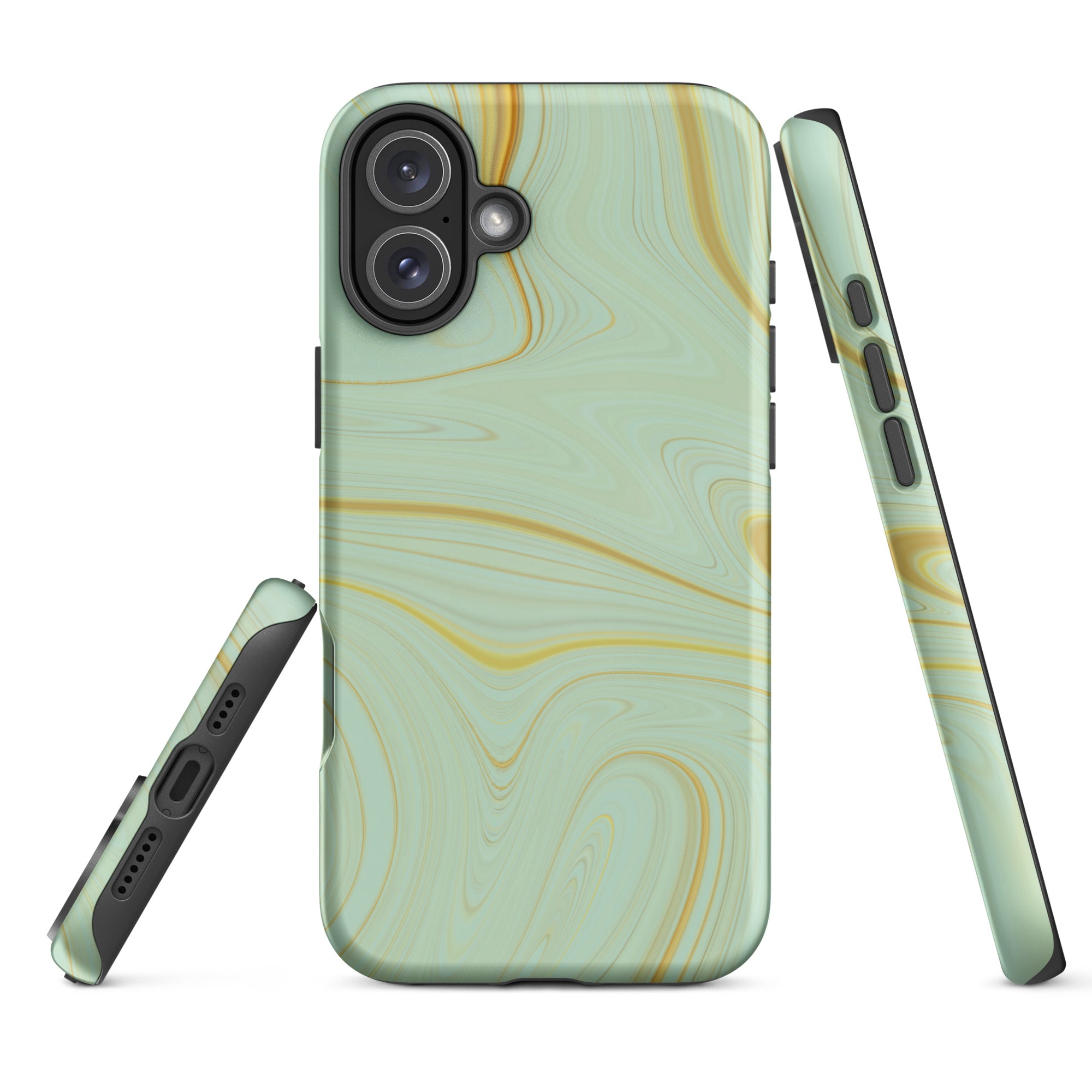 Tough Case for iPhone®- Liquid Gold Marble Green