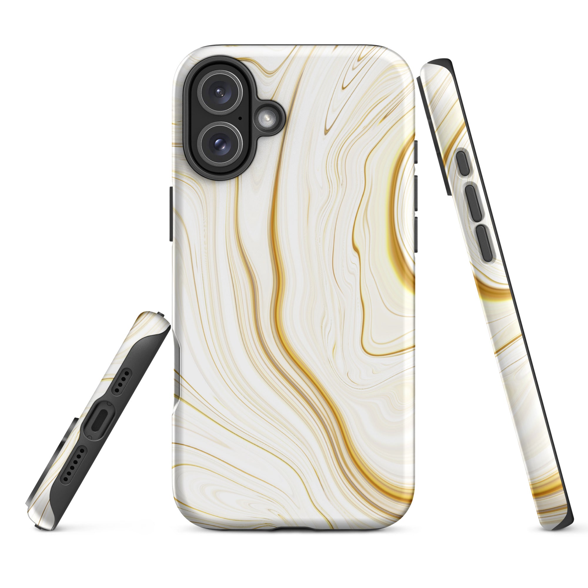 Tough Case for iPhone®- Liquid Gold Marble White