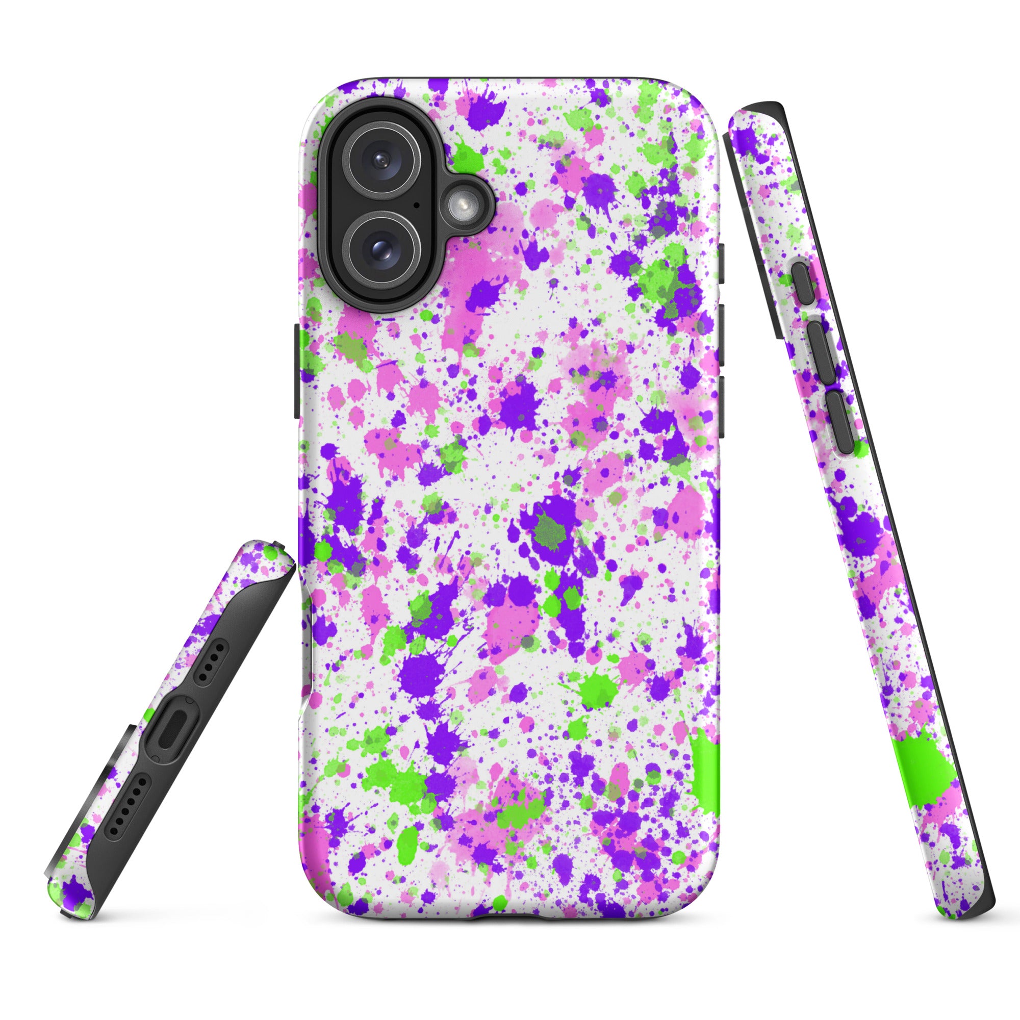 Tough Case for iPhone®- Paint Splatter Purple