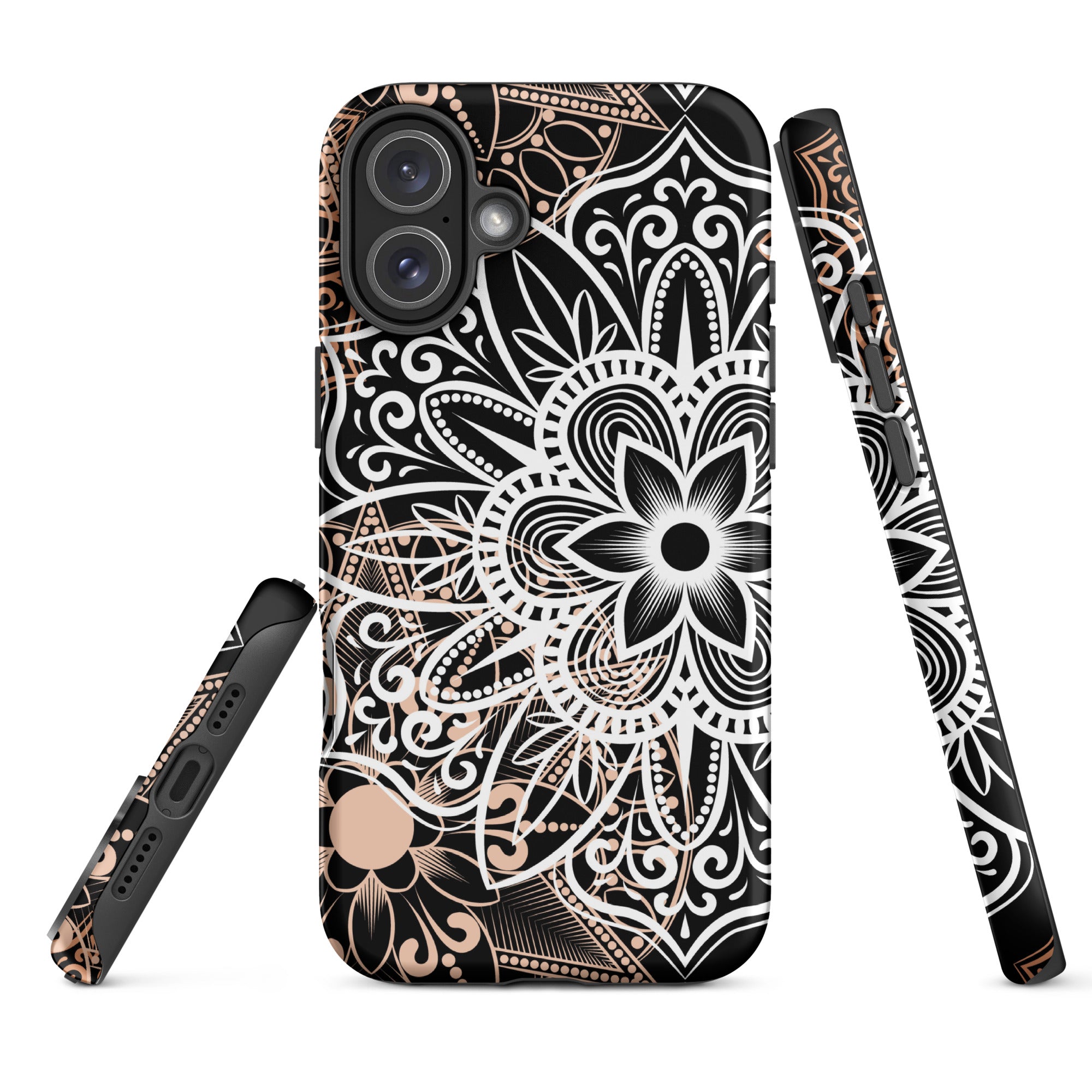 Tough Case for iPhone®- Brown and Black Mandala