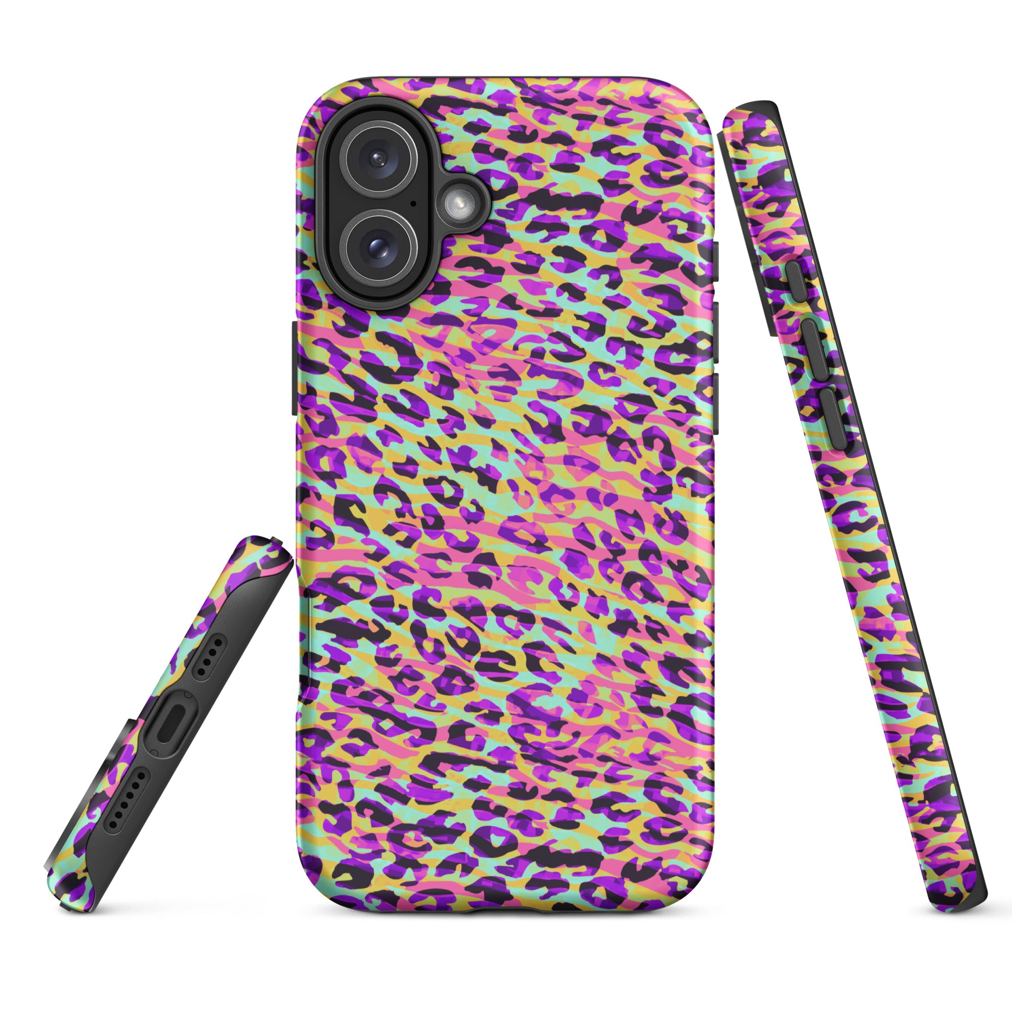 Tough Case for iPhone®- Zebra and Leopard Print Pink with Yellow