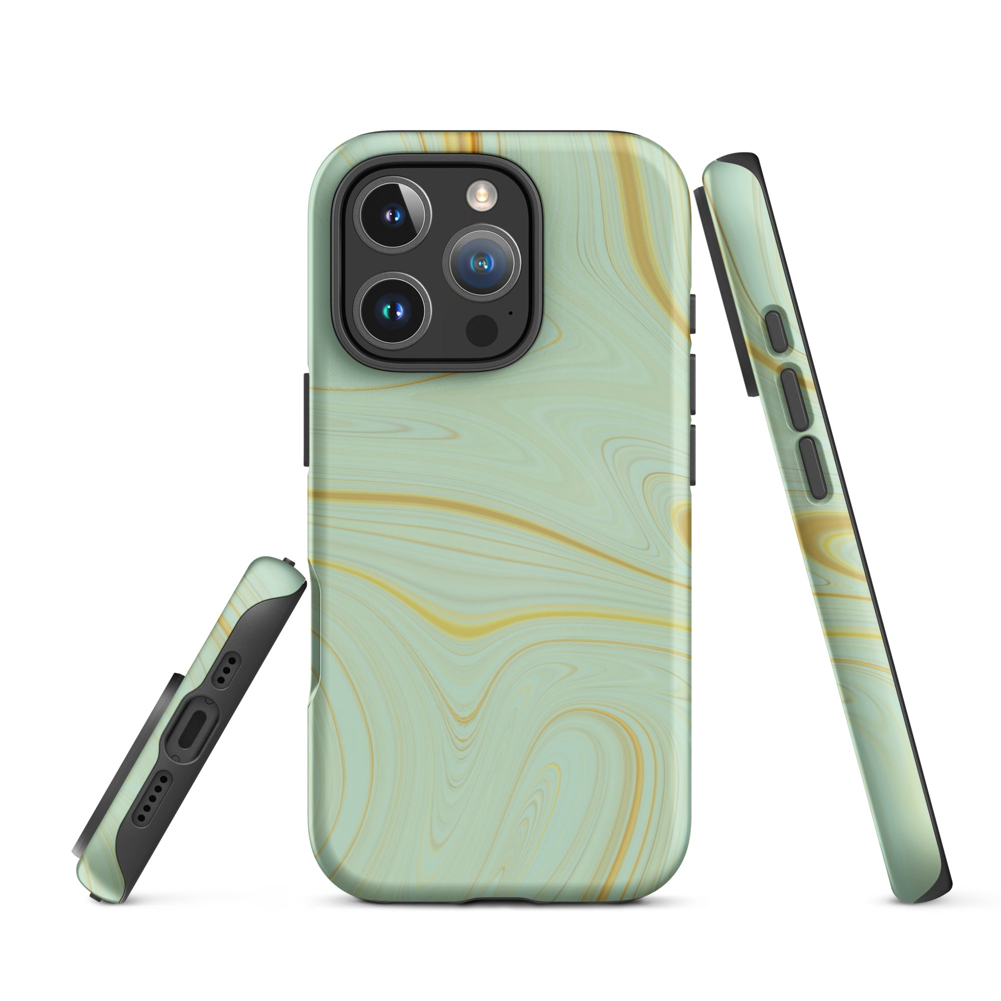 Tough Case for iPhone®- Liquid Gold Marble Green