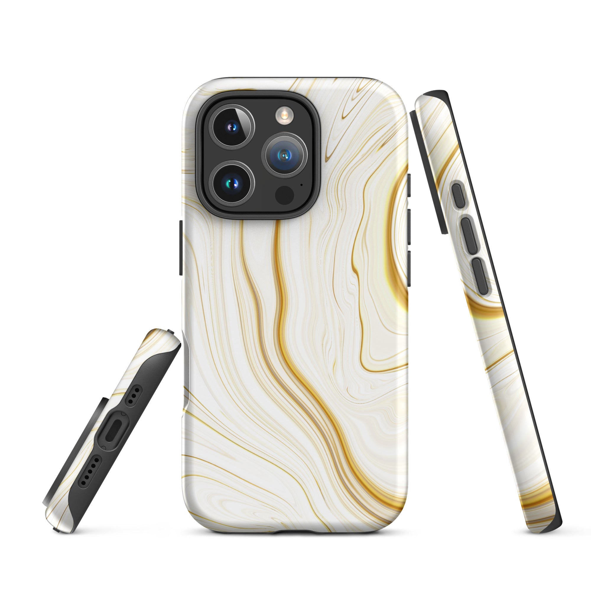 Tough Case for iPhone®- Liquid Gold Marble White