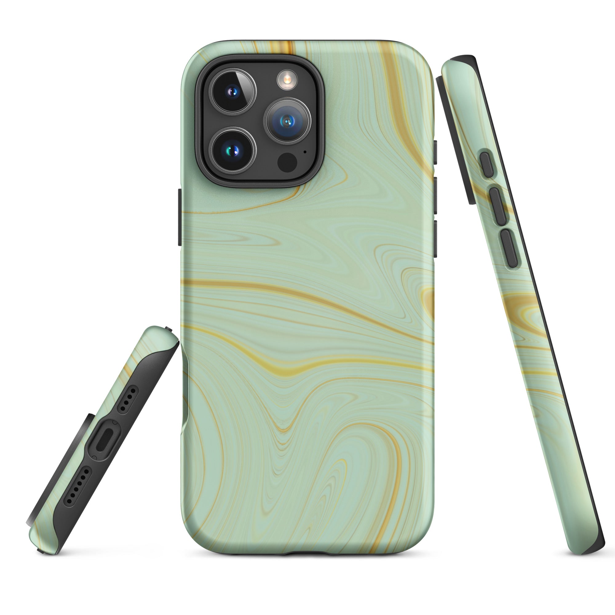 Tough Case for iPhone®- Liquid Gold Marble Green