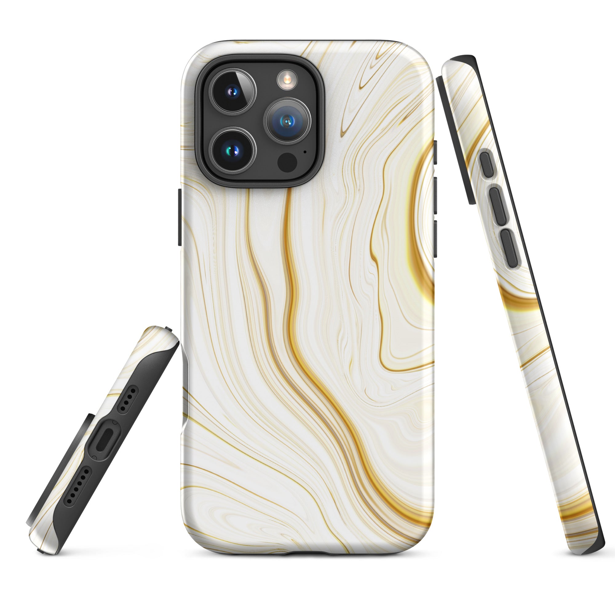 Tough Case for iPhone®- Liquid Gold Marble White