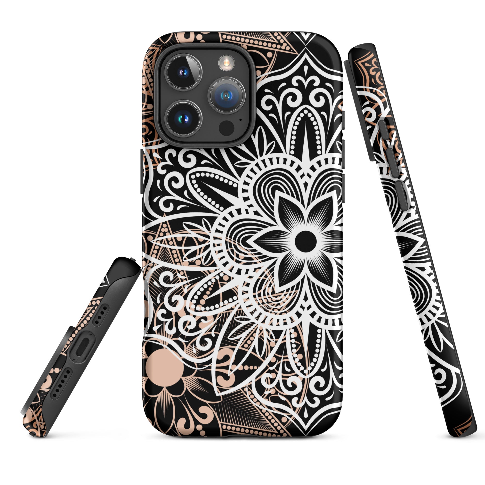 Tough Case for iPhone®- Brown and Black Mandala