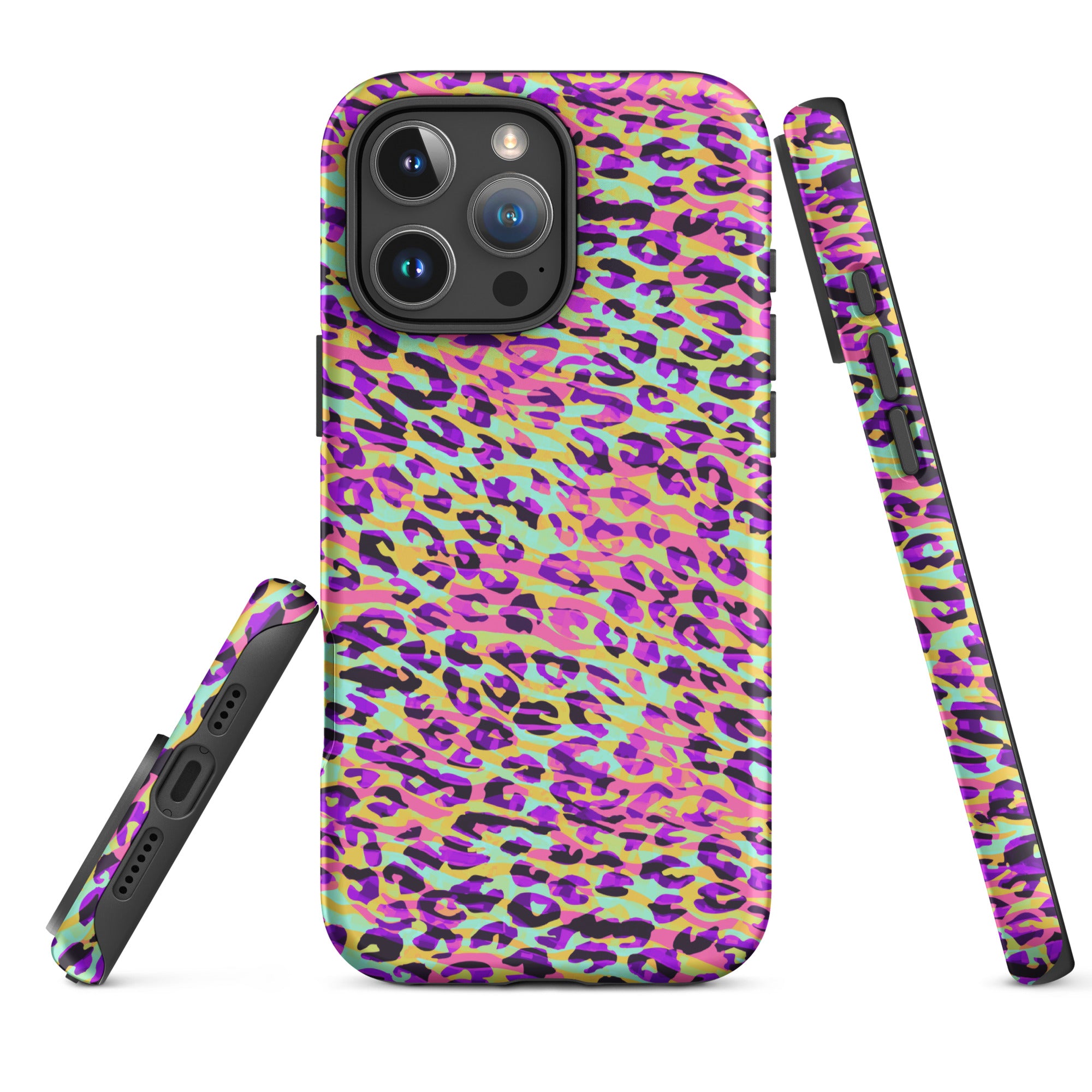 Tough Case for iPhone®- Zebra and Leopard Print Pink with Yellow