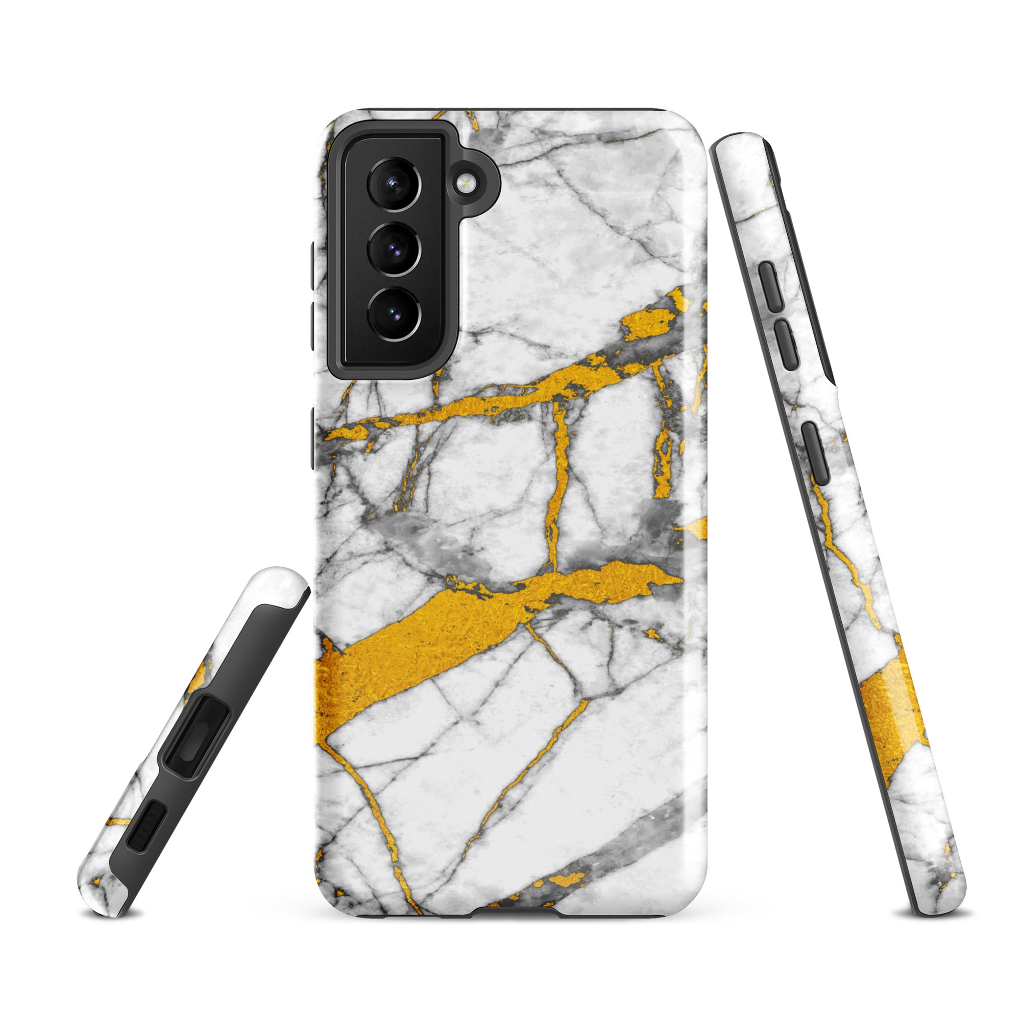 Tough case for Samsung®- Marble White and Gold