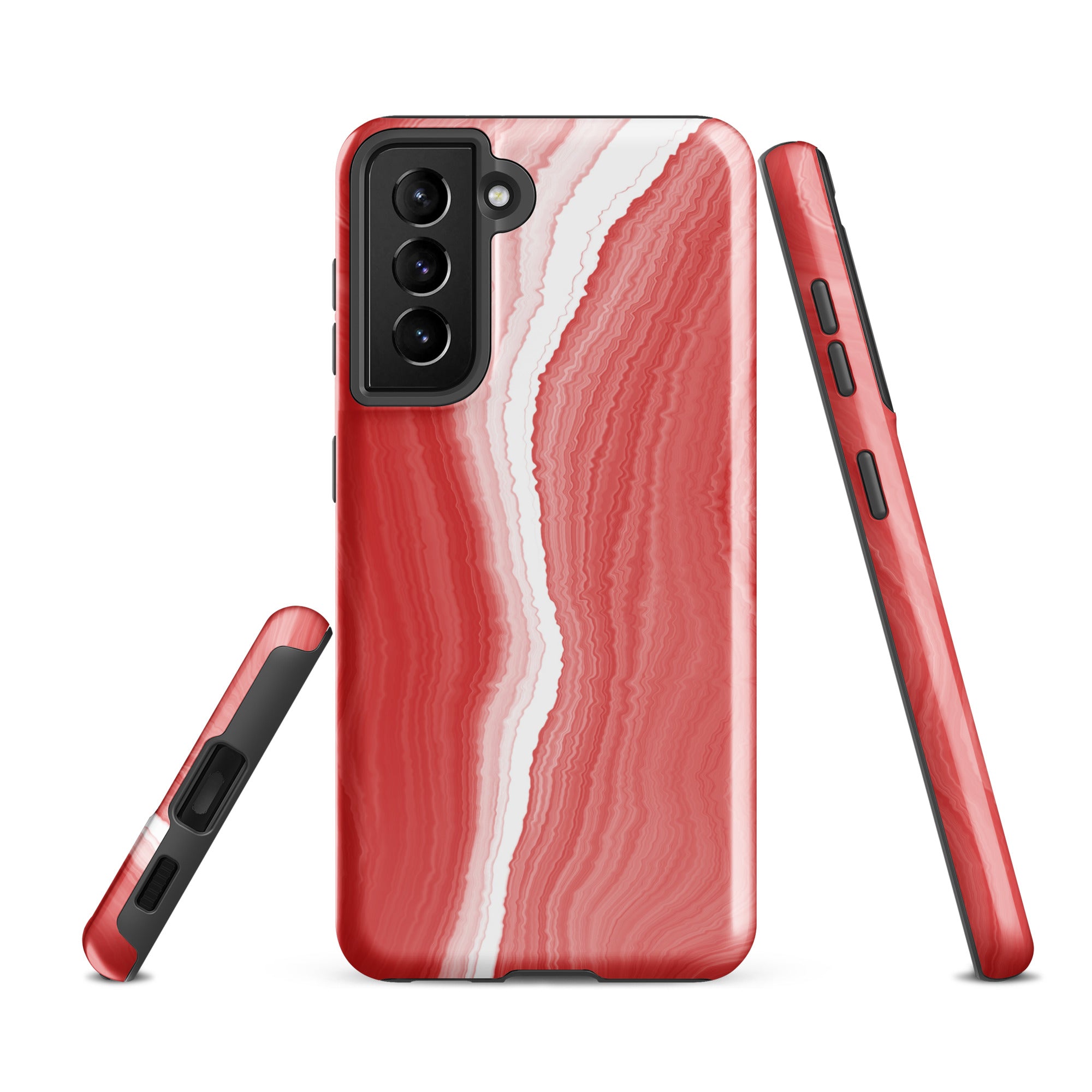 Tough case for Samsung®- Marble Red and White