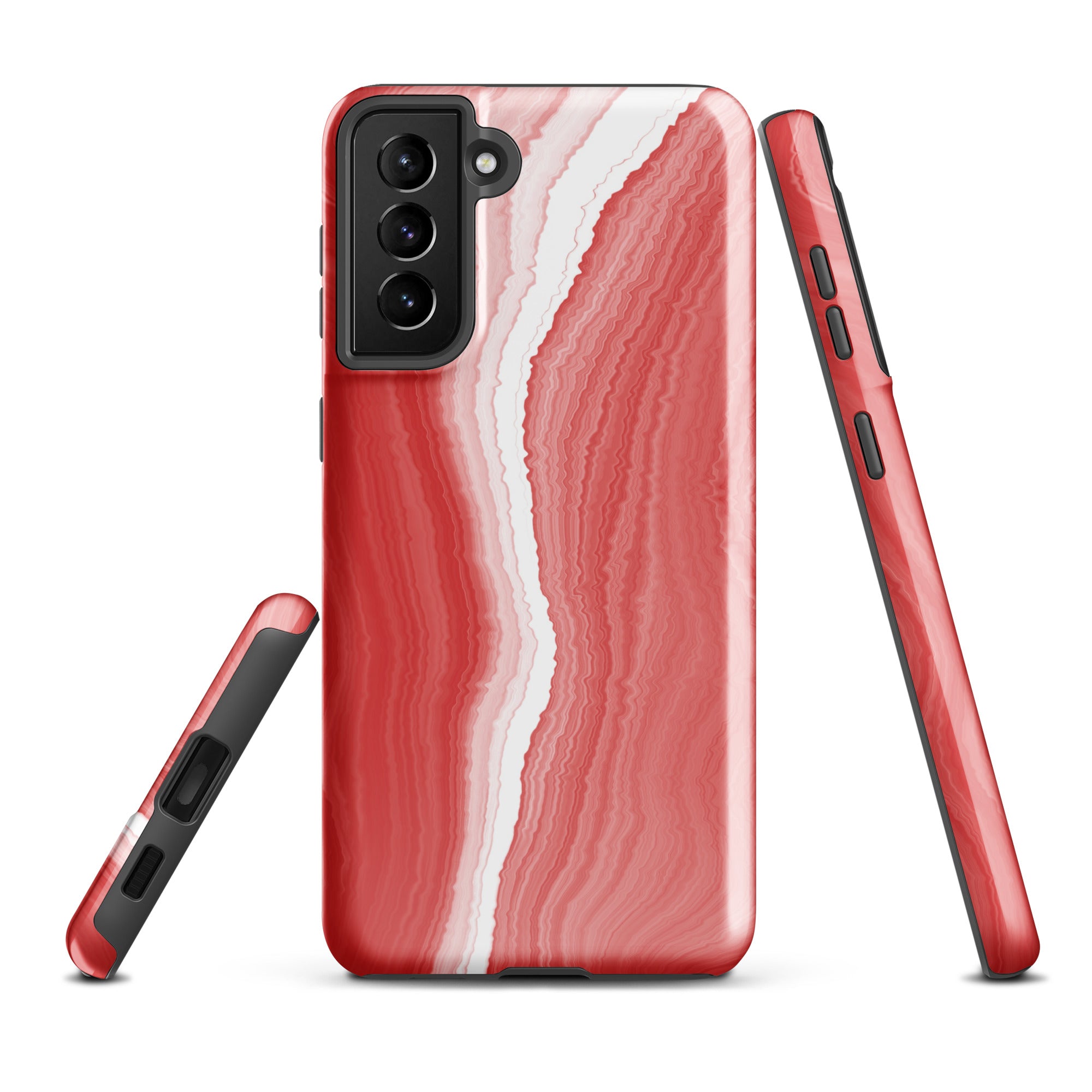 Tough case for Samsung®- Marble Red and White