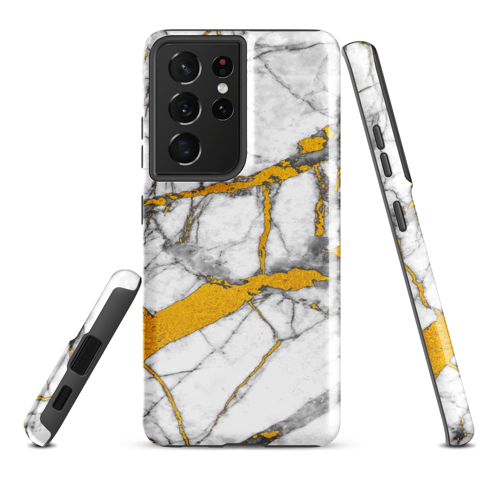 Tough case for Samsung®- Marble White and Gold