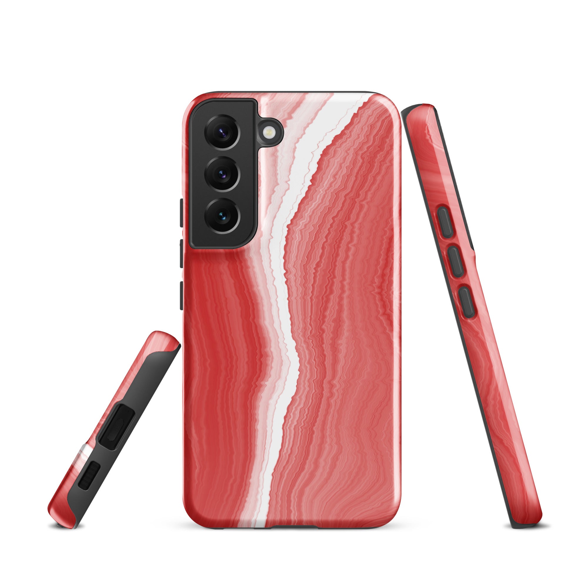 Tough case for Samsung®- Marble Red and White