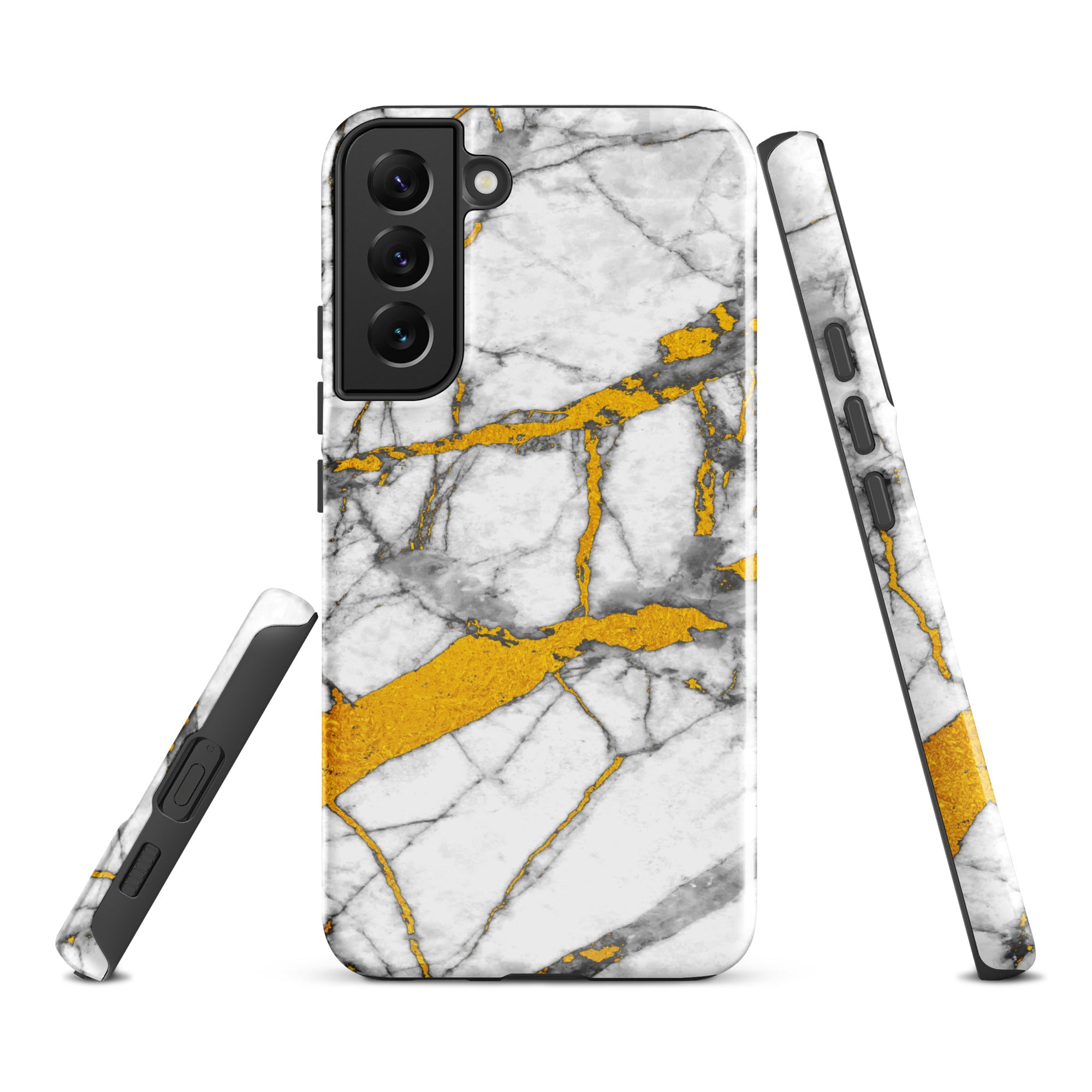 Tough case for Samsung®- Marble White and Gold